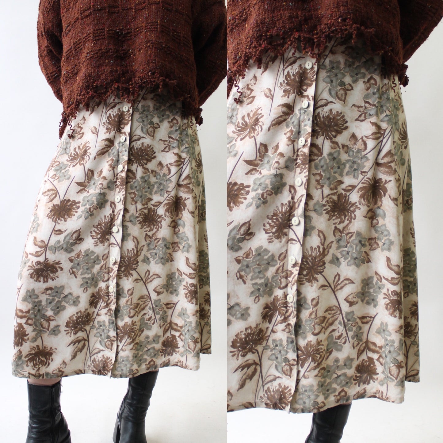 90s Neutral Floral Skirt