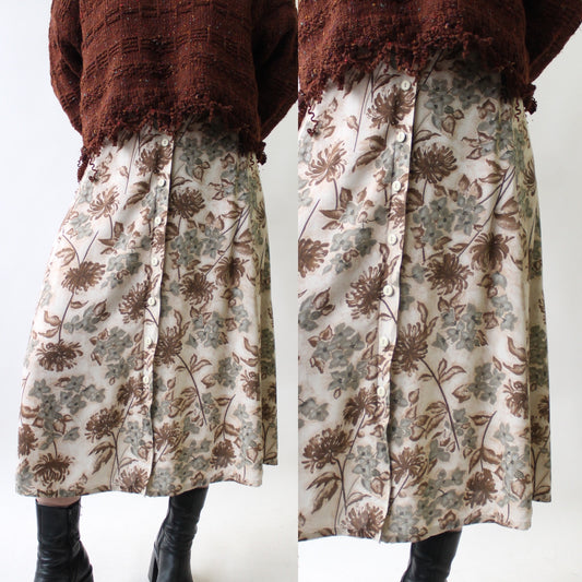 90s Neutral Floral Skirt