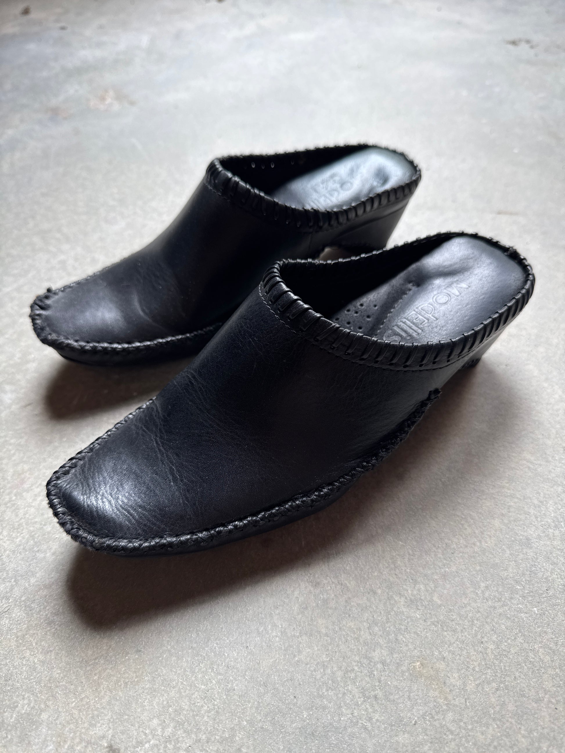 90s Modellista Black Leather Clog