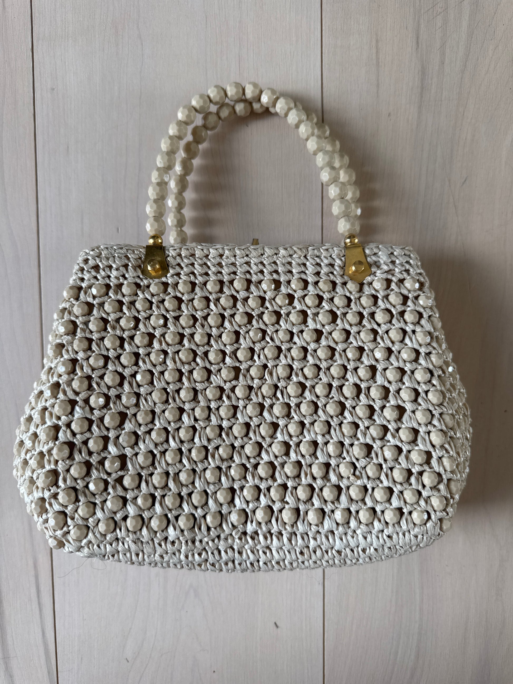 60s Italian Ivory Beaded Purse