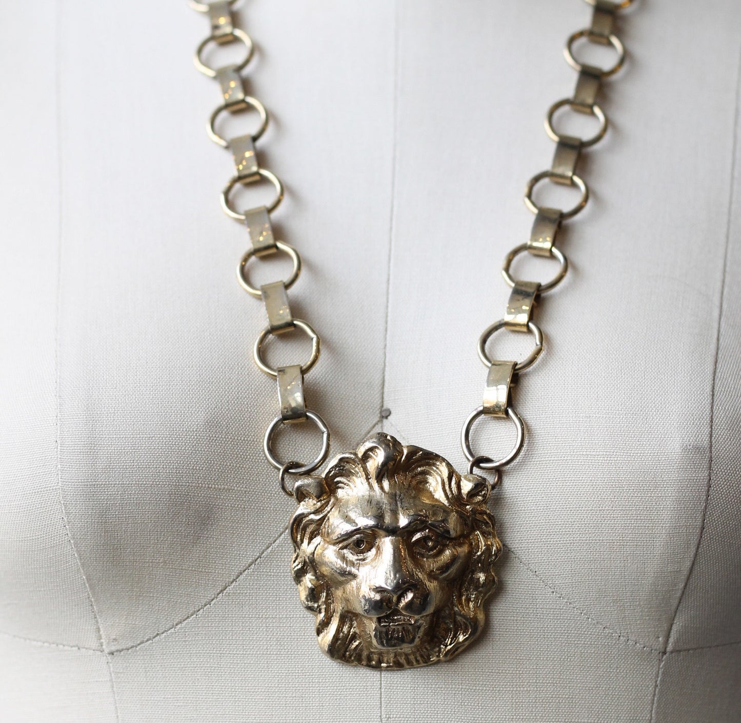 Gold Lion Head Necklace