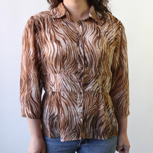 Y2K Animal Sheer Blouse