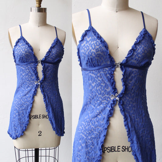 Y2K Victoria's Secret Blue Animal Print Lingerie Top