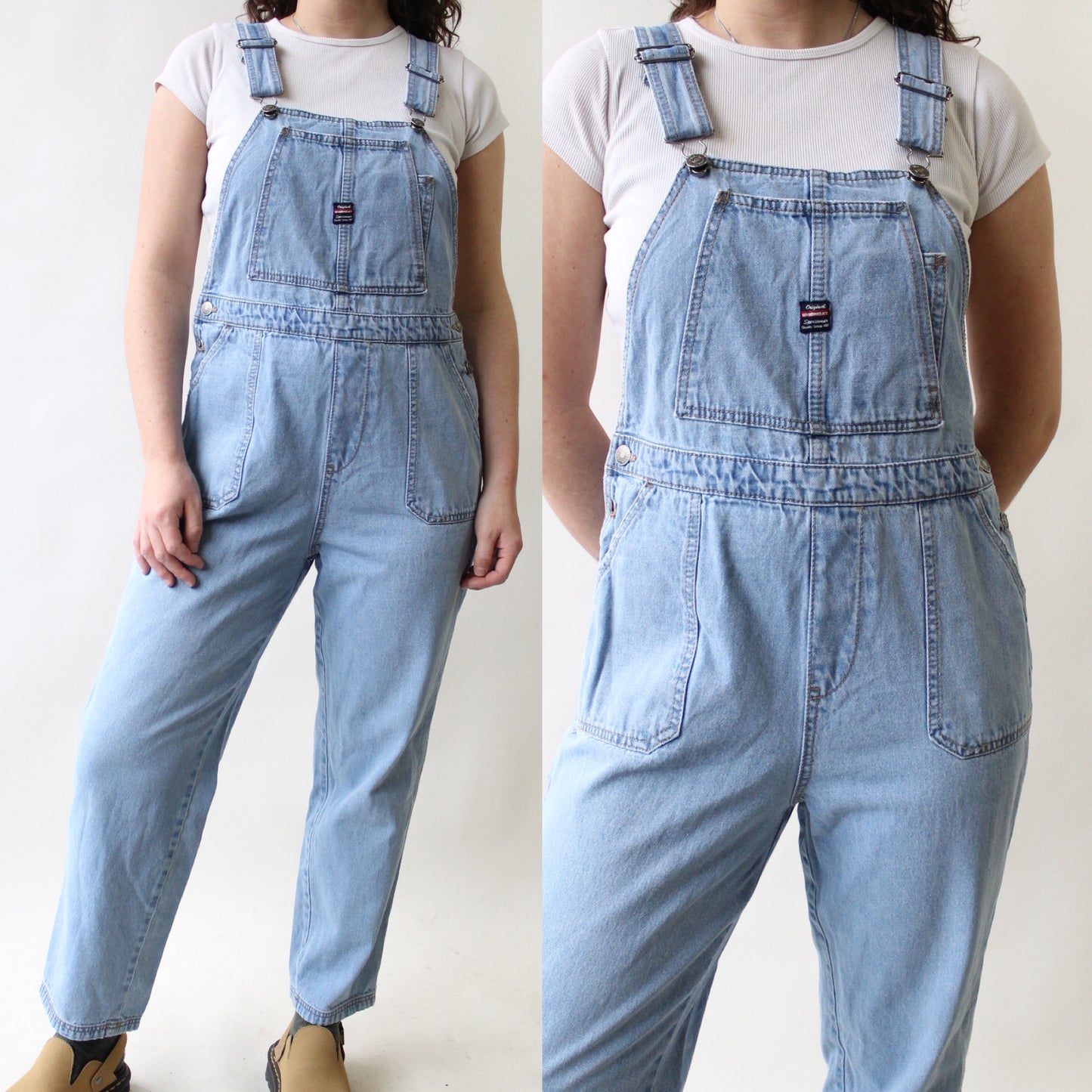 90s Light Wash Denim Overalls - Evelyn