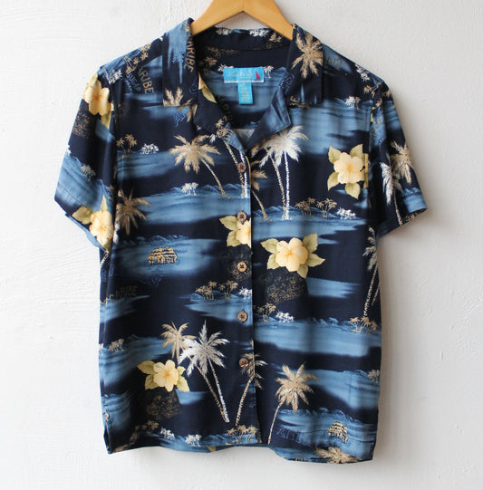 Y2K Blues Rayon Tropical Shirt