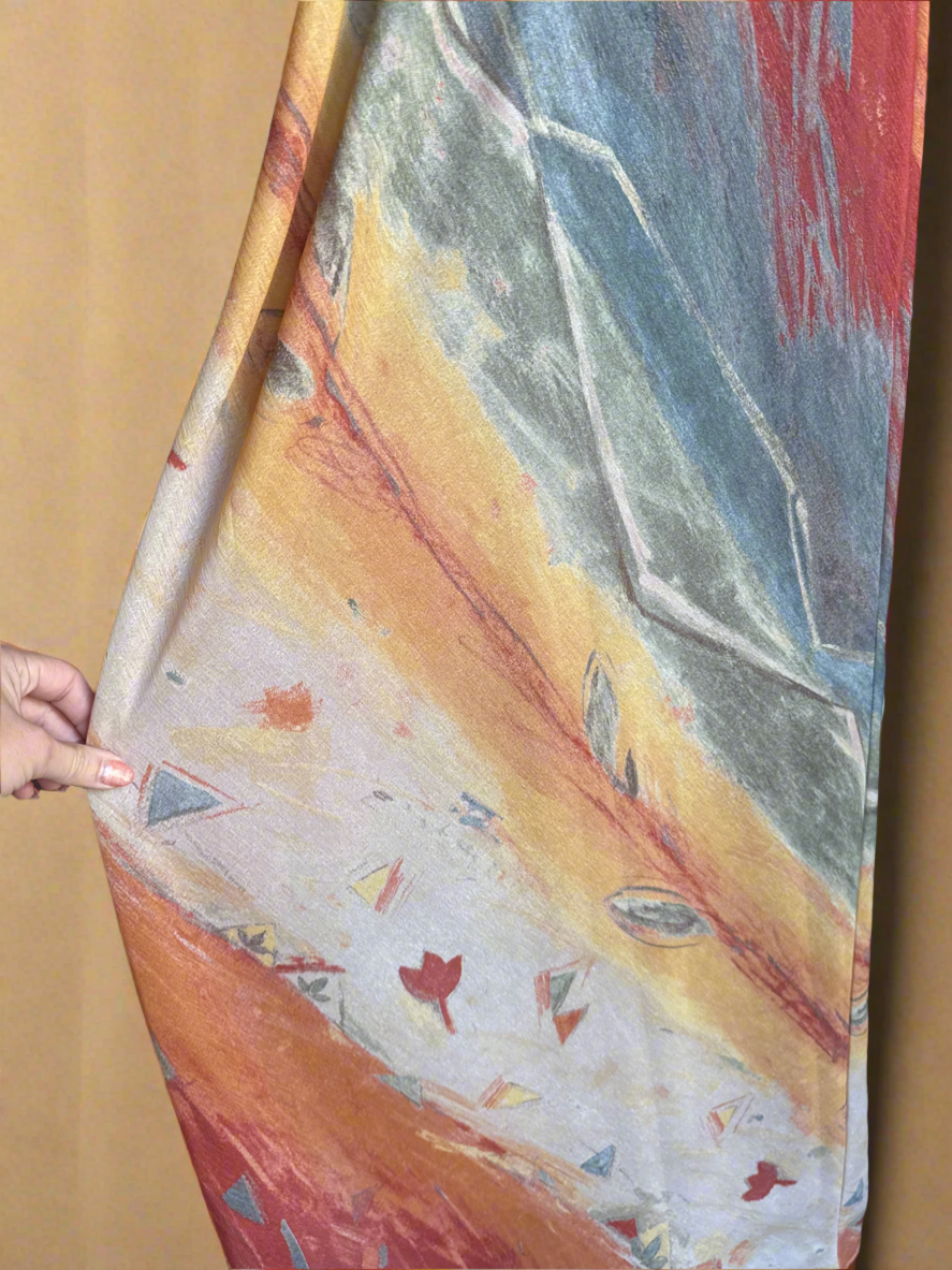 90s Dawn Joy Desert Brush Strokes Maxi Dress