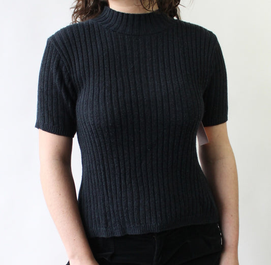90s Knit Street Mock Neck Short Sleeve Top
