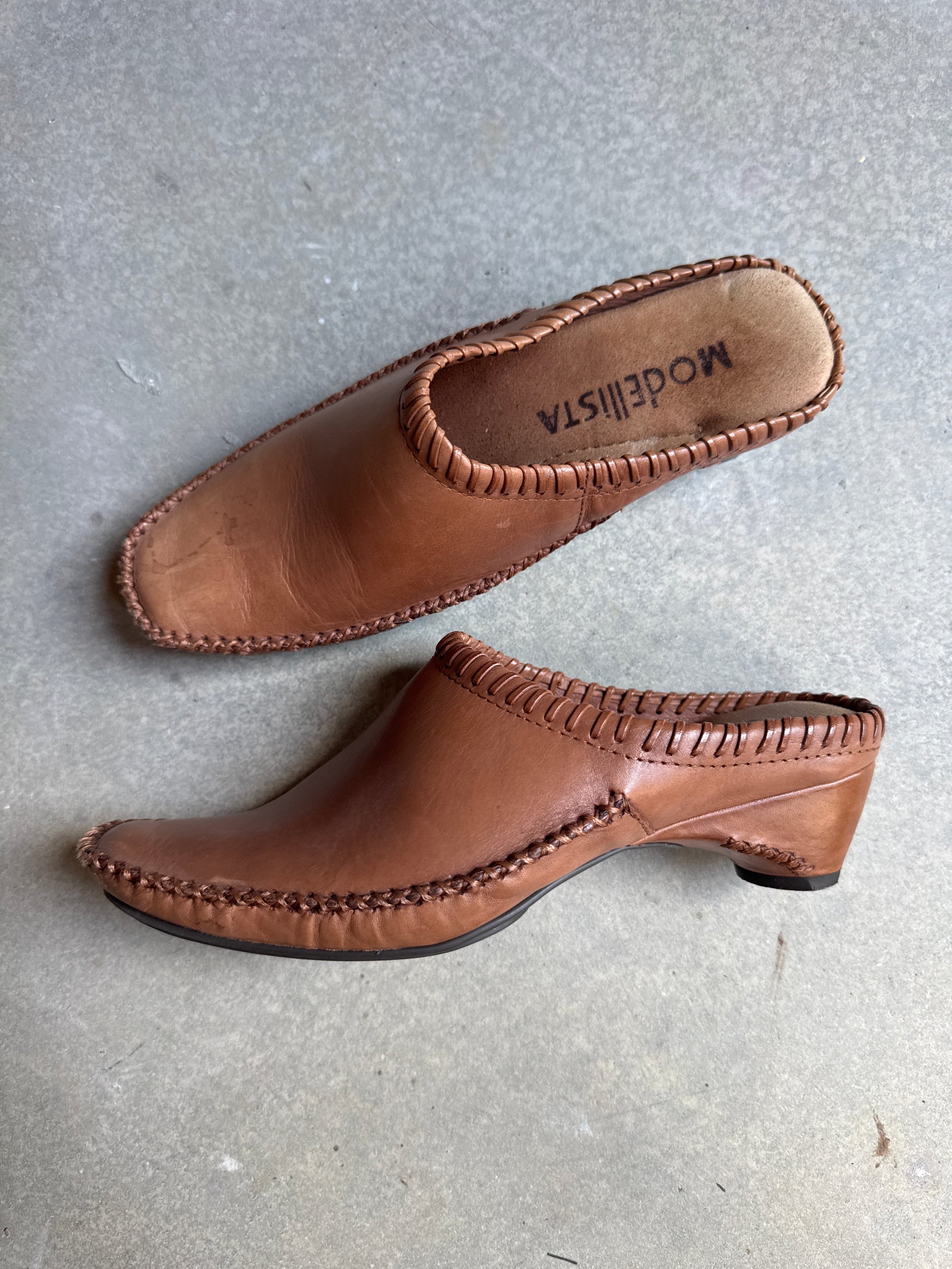 90s Modellista Tan Leather Clogs