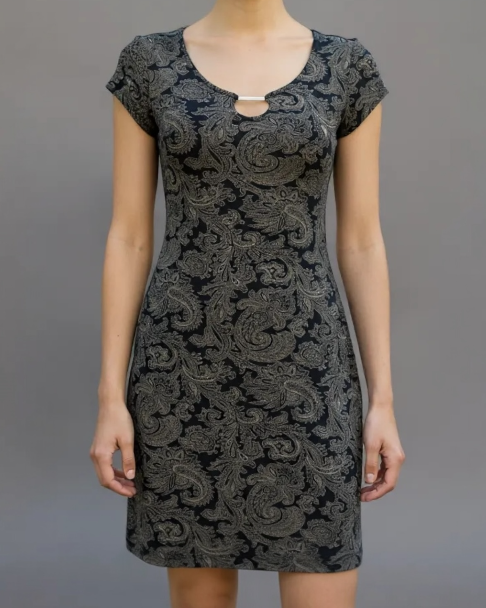90s Slinky Paisley Mini Dress with Cut Out