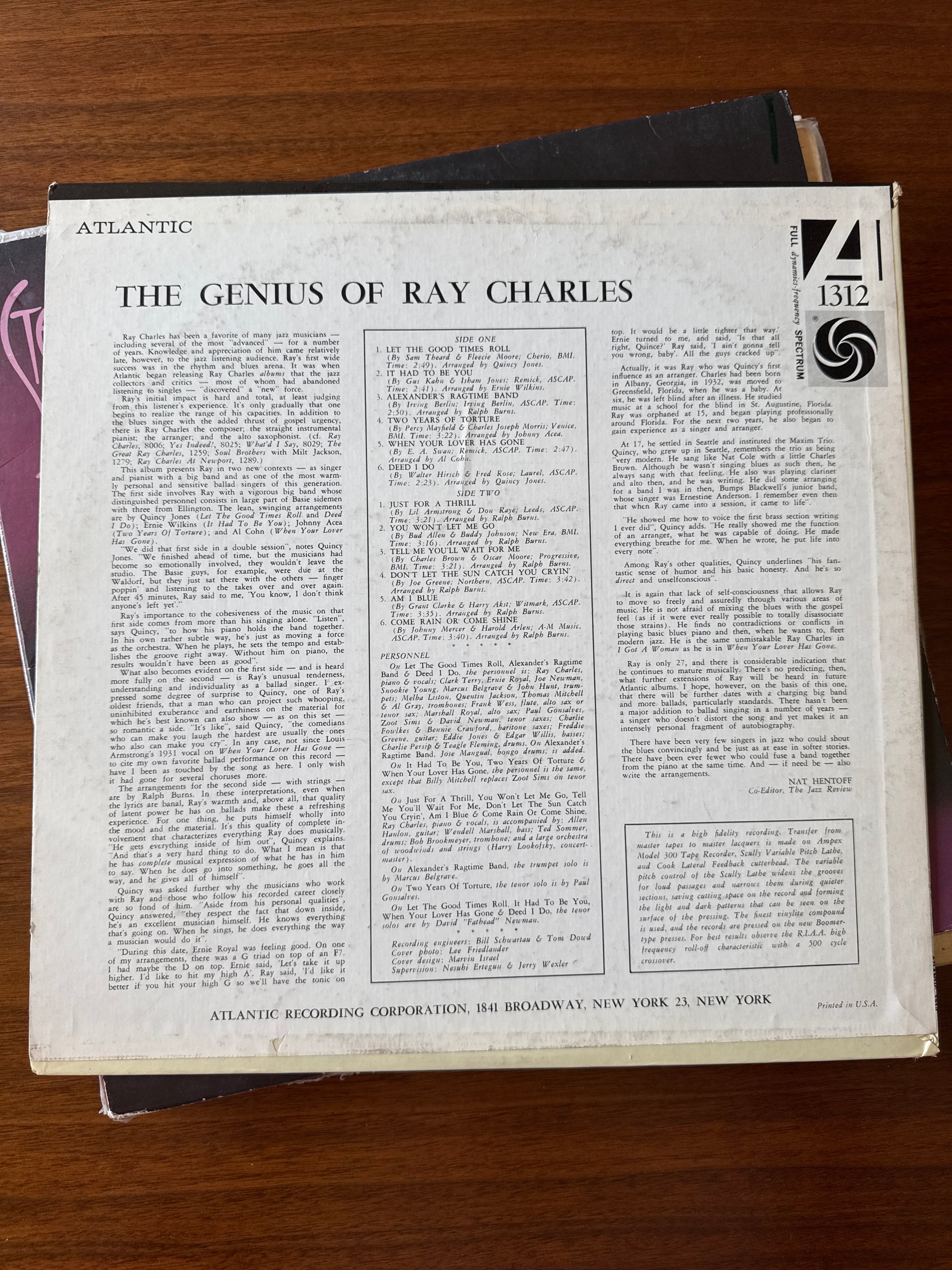60s The Genius of Ray Charles Record