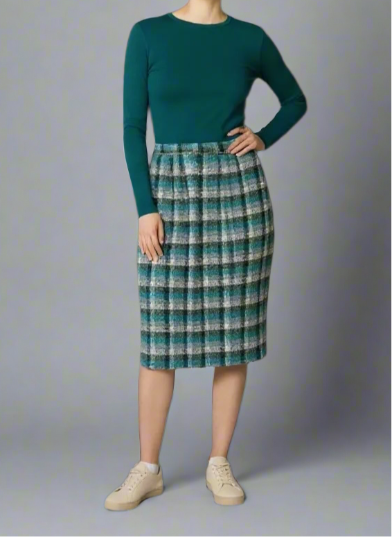50s Handmade Wooly Plaid Skirt