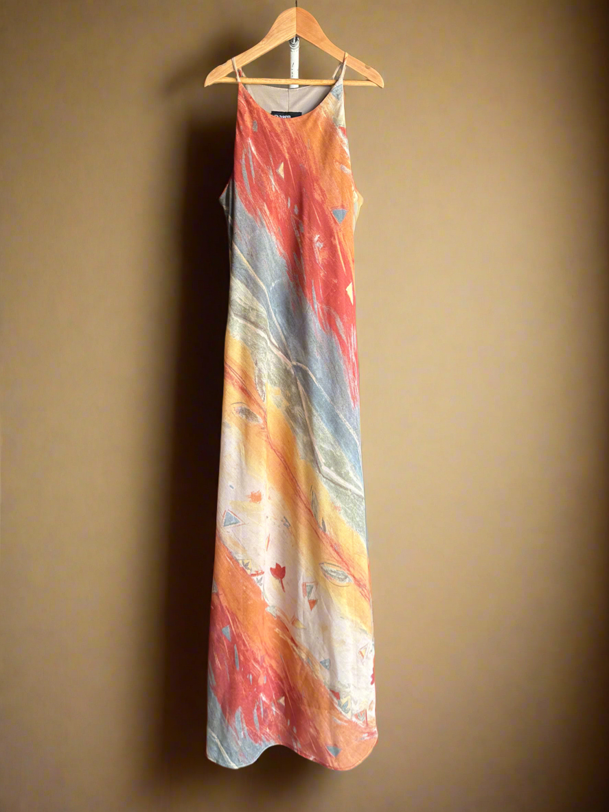 90s Dawn Joy Desert Brush Strokes Maxi Dress