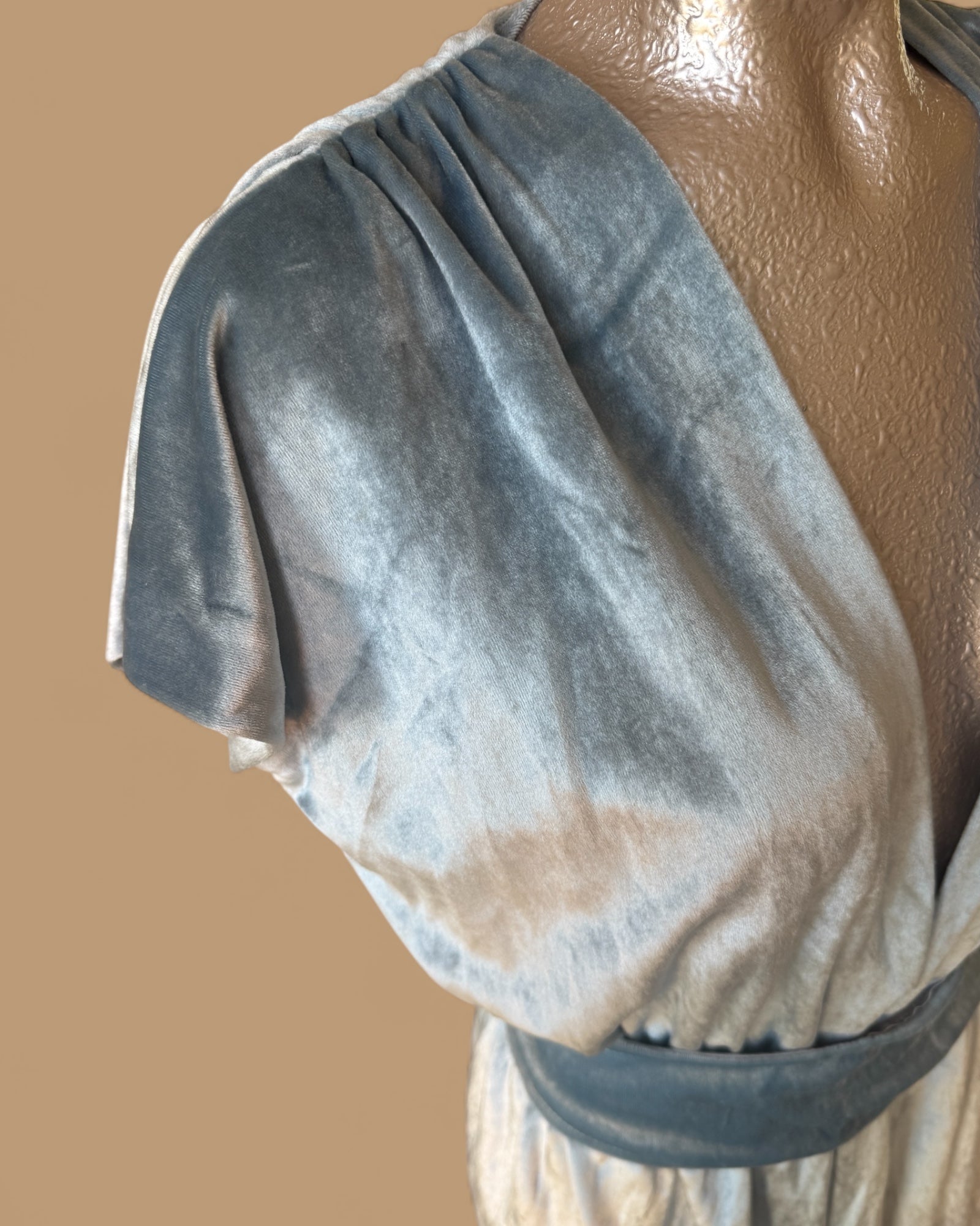 80s Halston IV Icy Blue Velvet Gown
