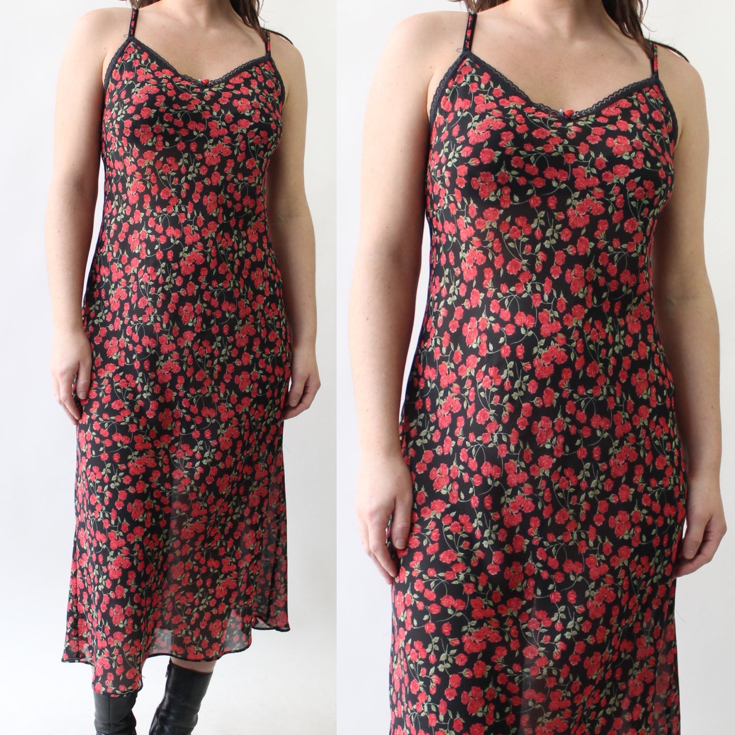 90s Perfect Sheer Rosebuds Dress