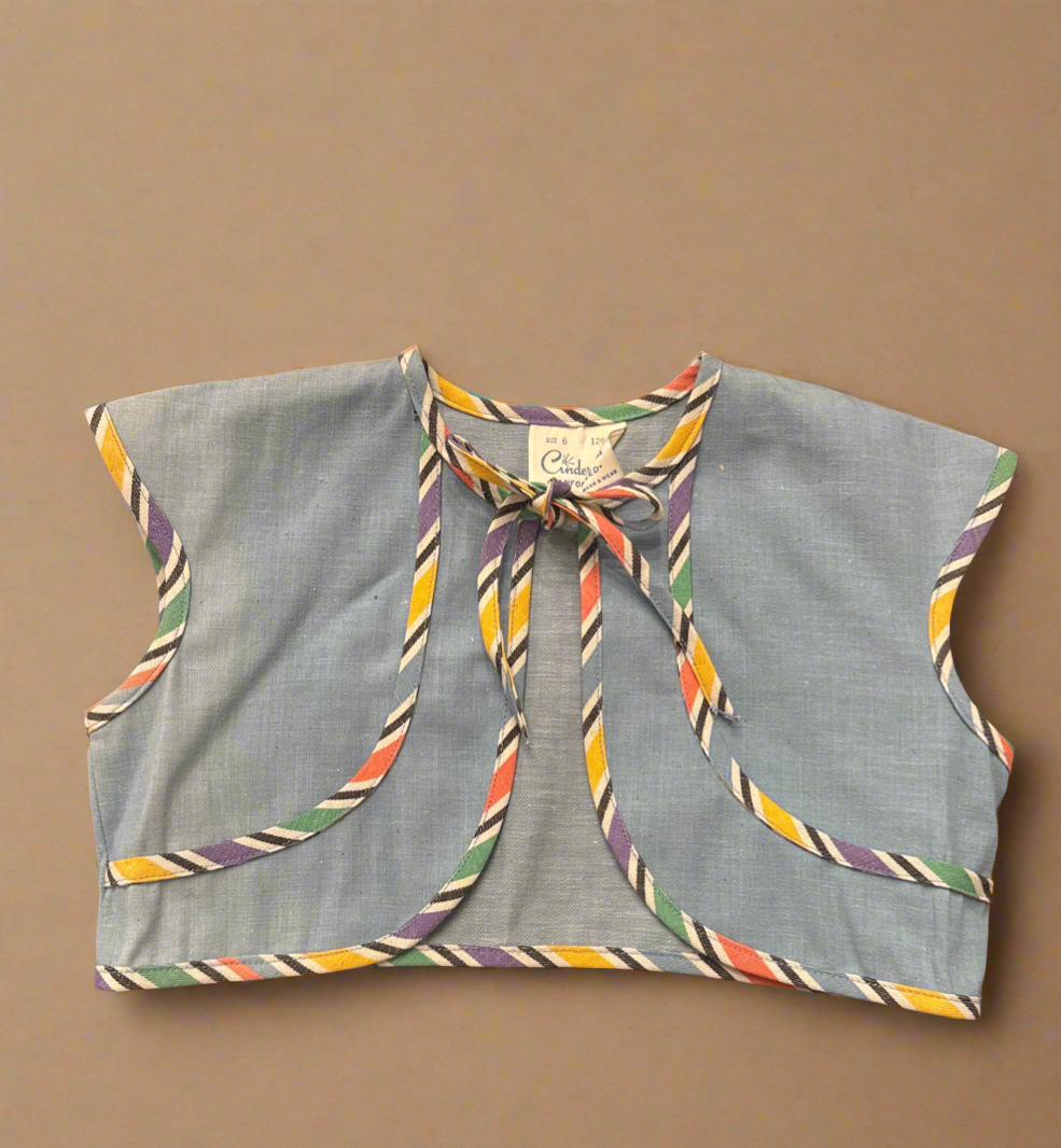 Kids Denim Vest with Rainbow Trim