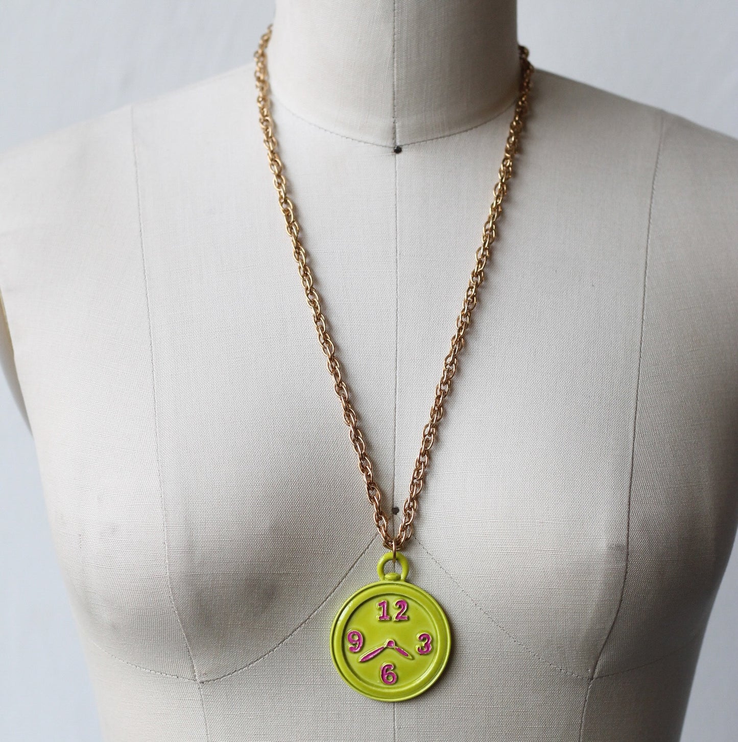 Clock Necklace in Green