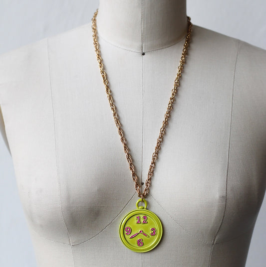Clock Necklace in Green