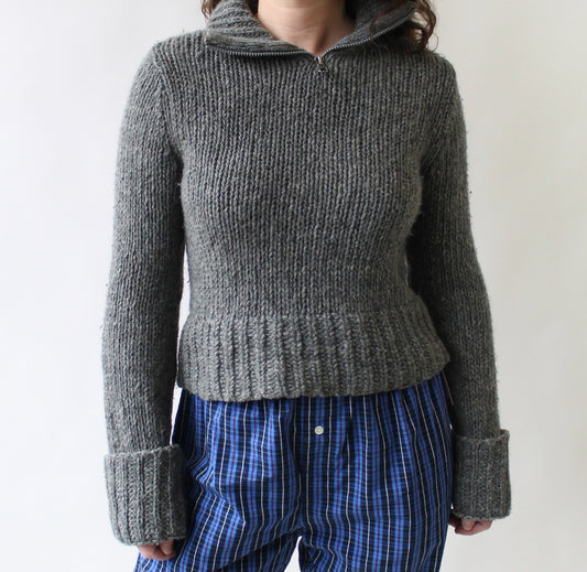 Y2K Abercrombie Funnel Neck Quarter Zip Sweater