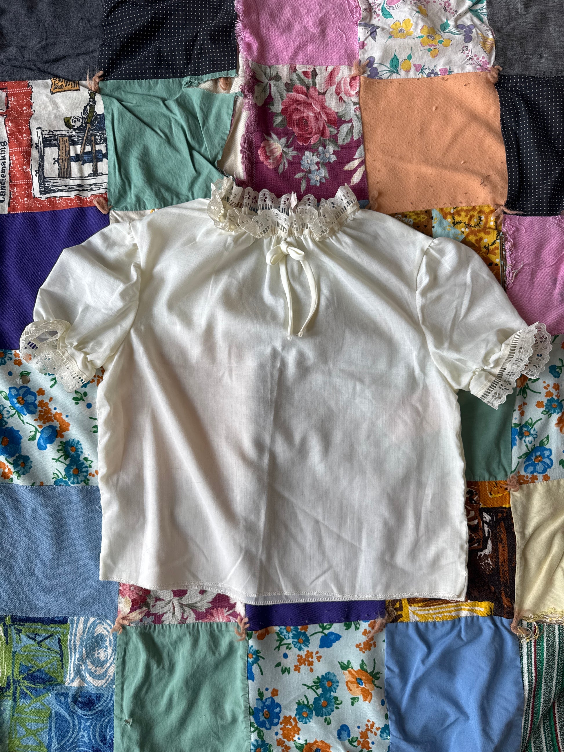 Kids 60s Boho Puff Sleeve Top