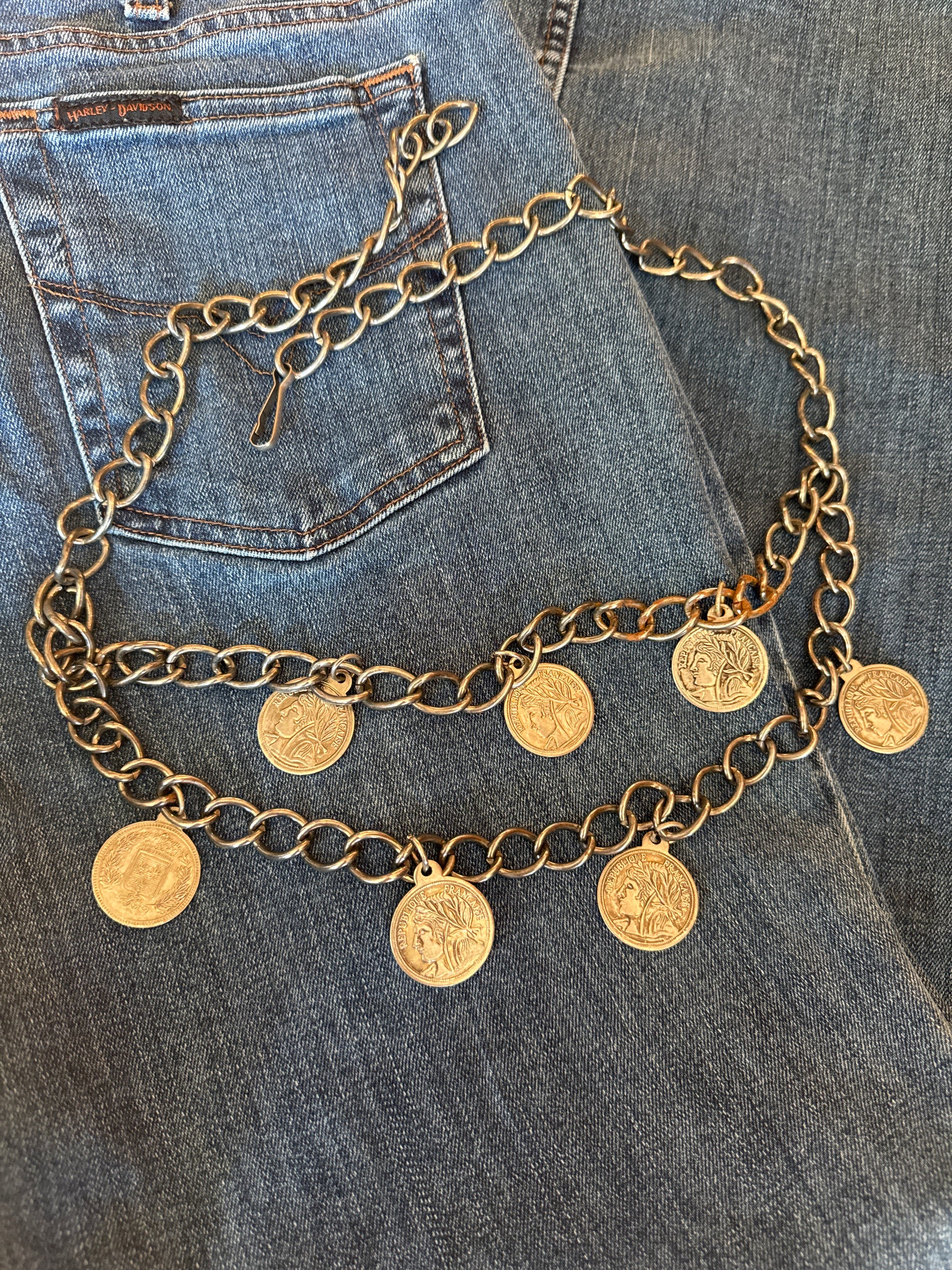 70s Double Strand Metal Coins Belt