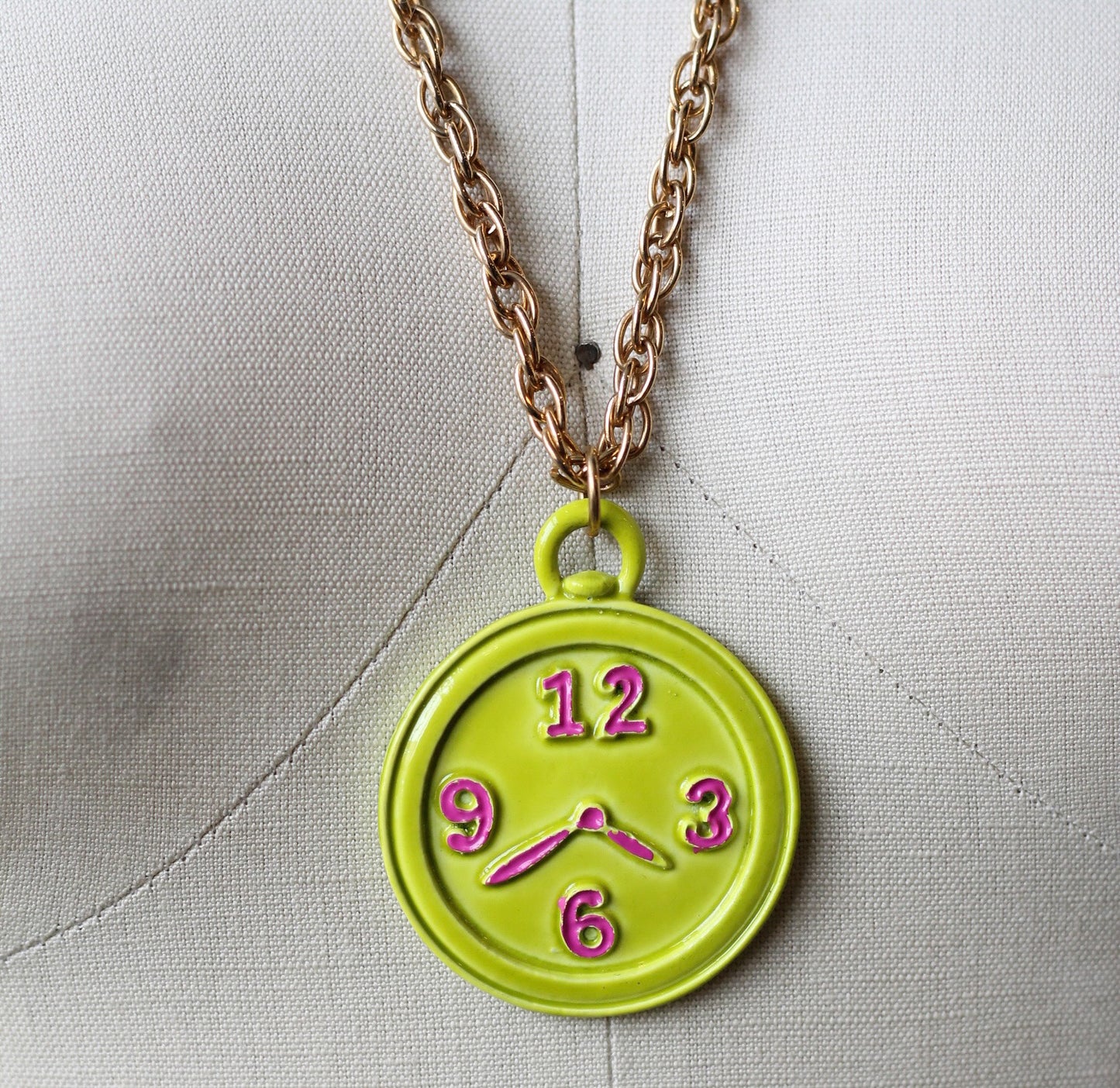 Clock Necklace in Green