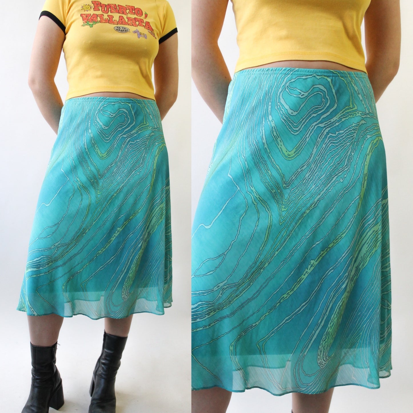 90s Waves Aqua Skirt