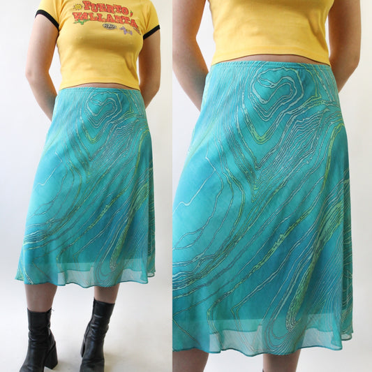 90s Waves Aqua Skirt