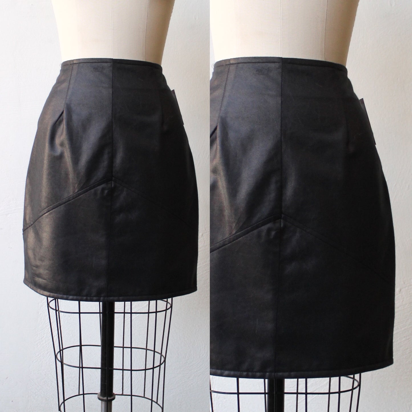 90s Shiny Black Short Skirt