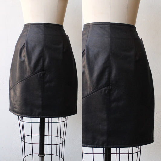 90s Shiny Black Short Skirt