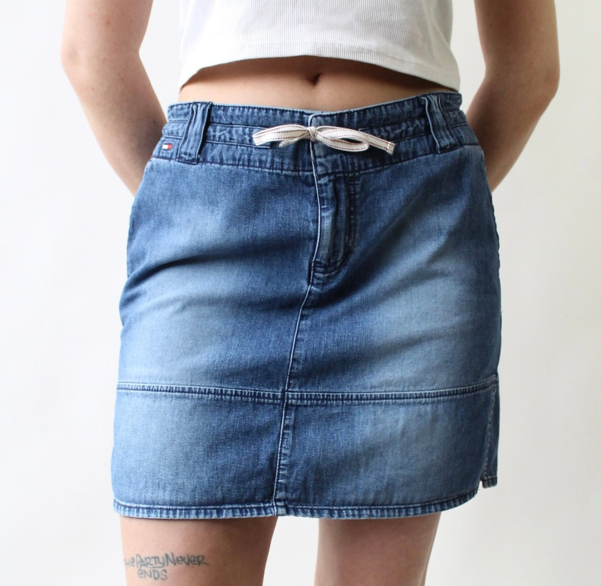 90s Tommy Jeans Denim Skirt with Drawstring