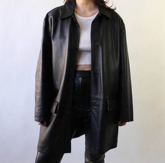 90s Oversized Calvin Klein Leather Jacket