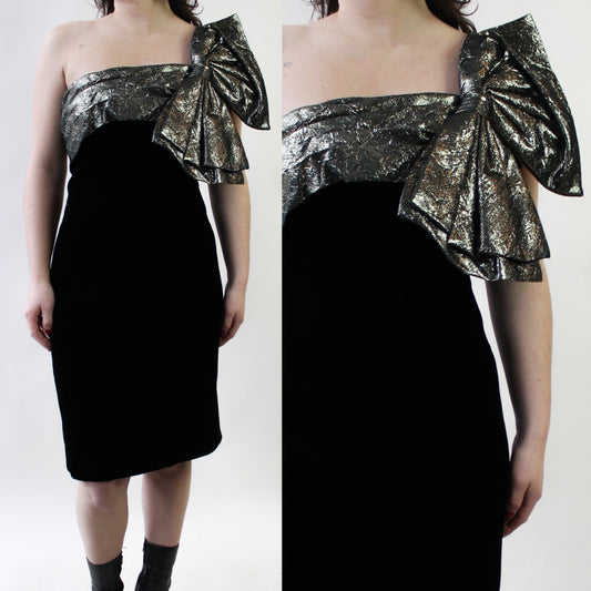 80s Raul Blanco Bronze Bow Dress