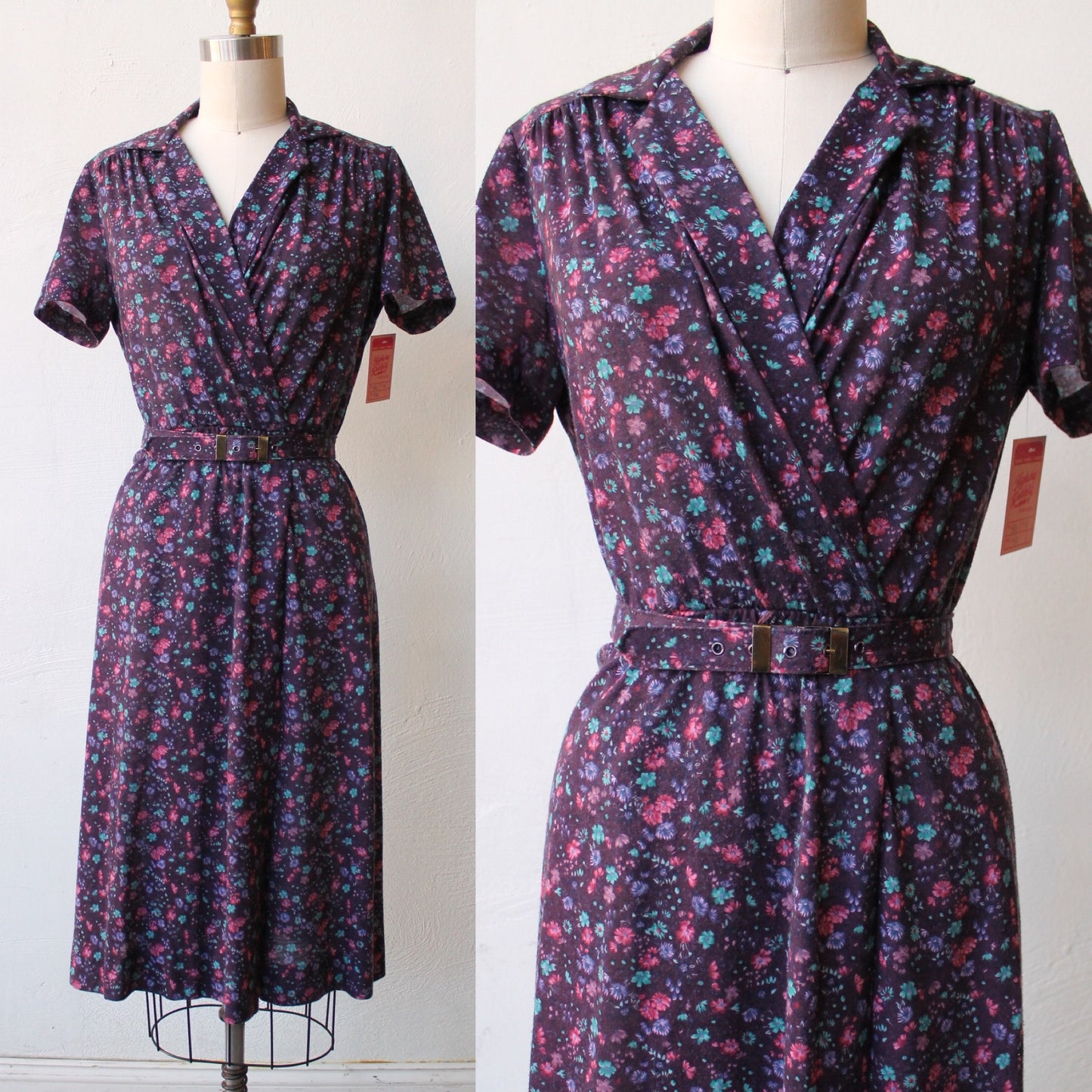 80s Comfy Floral Dress with Belt