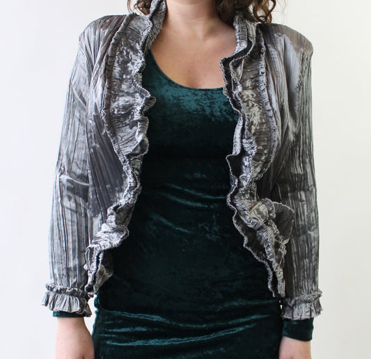 90s SIlver Crinkle Wired Jacket