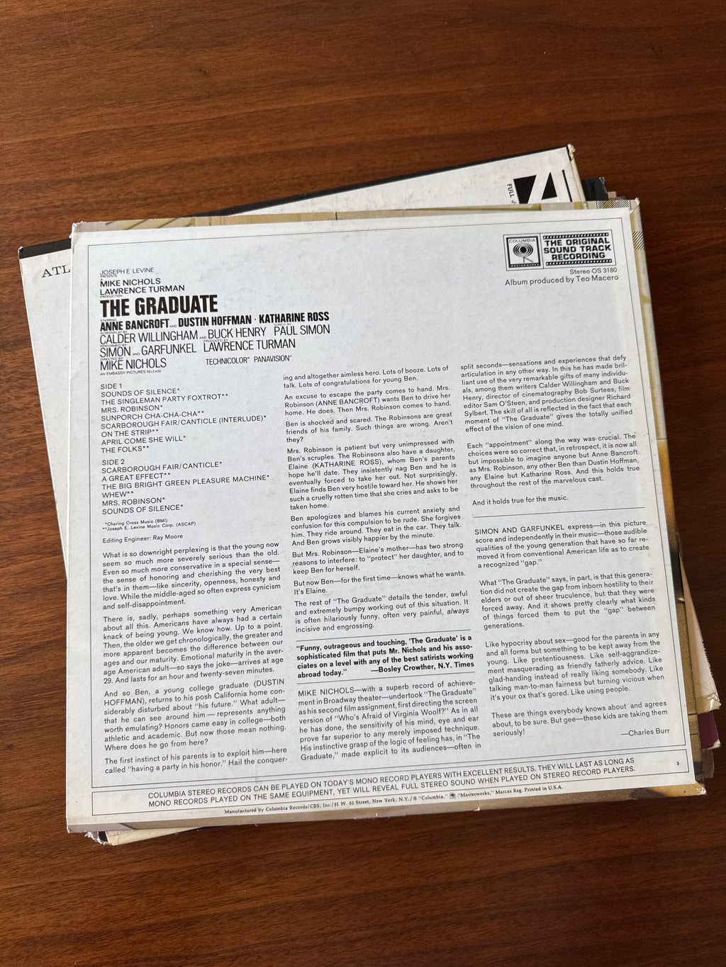 60s The Graduate Soundtrack Record