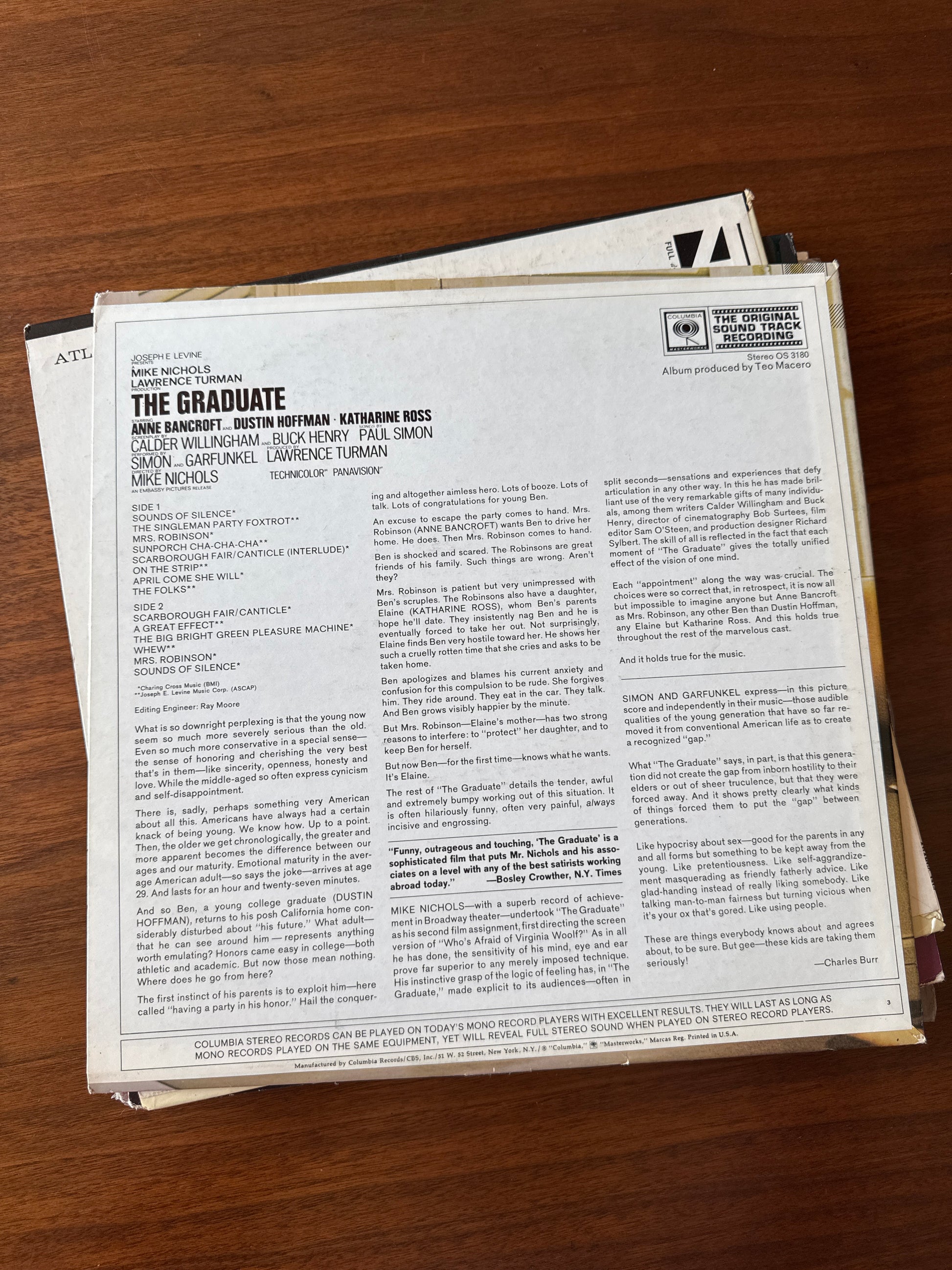 60s The Graduate Soundtrack Record