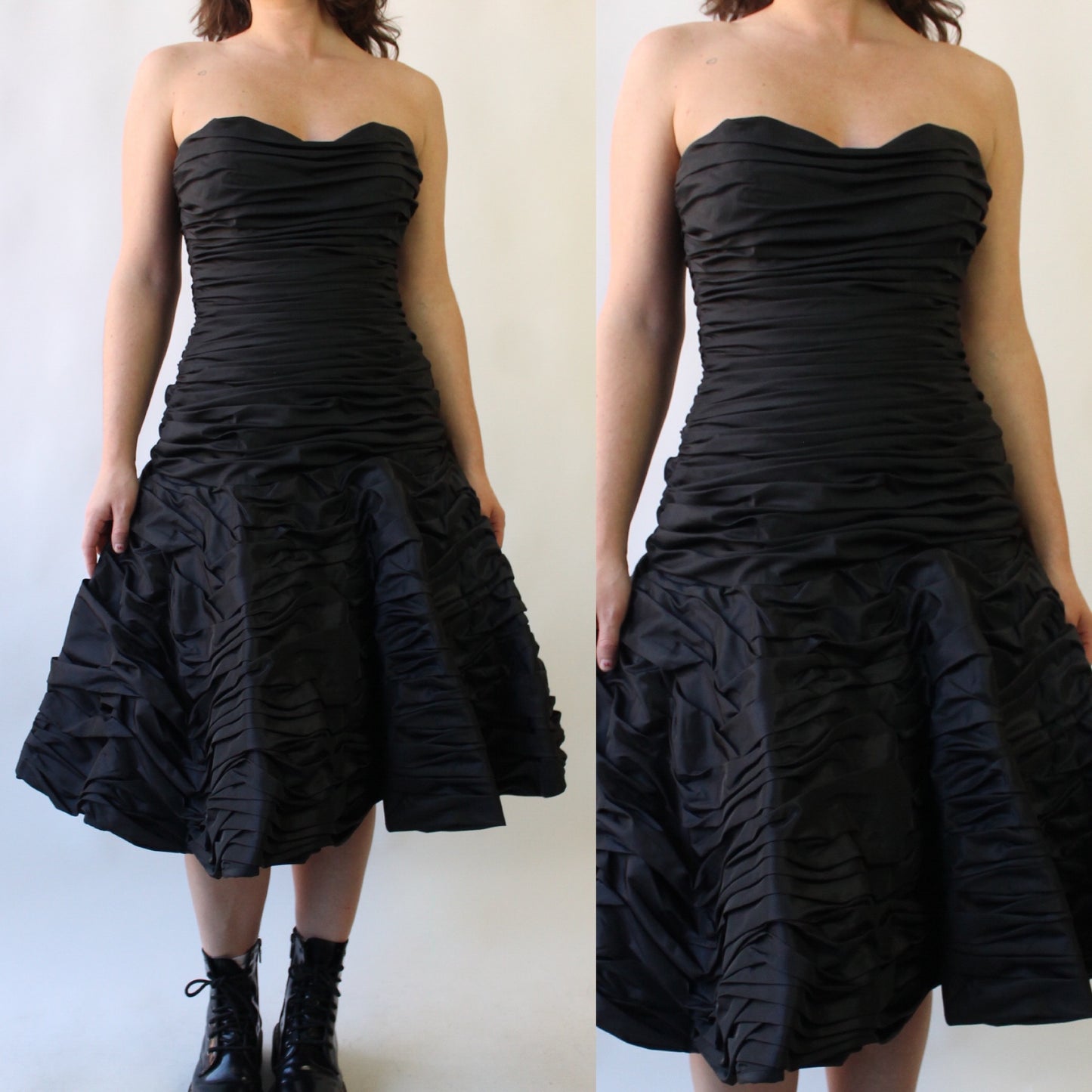 80s Victor Costa Gathered Cocktail Dress