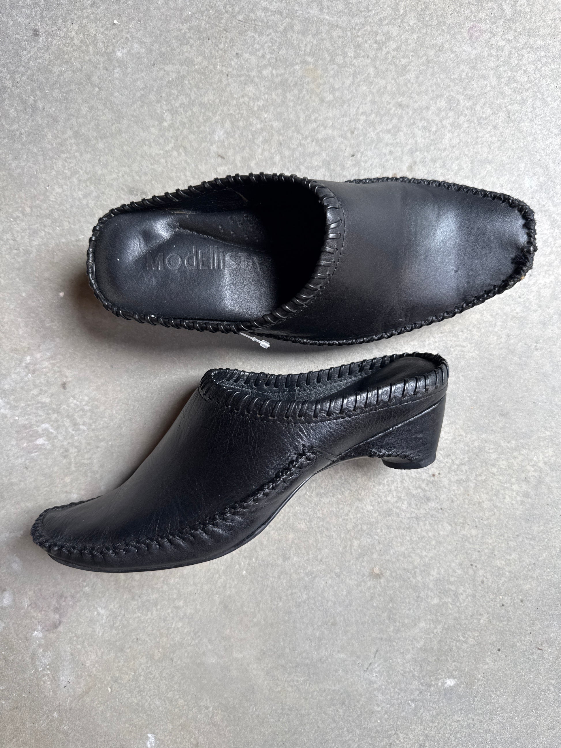90s Modellista Black Leather Clog