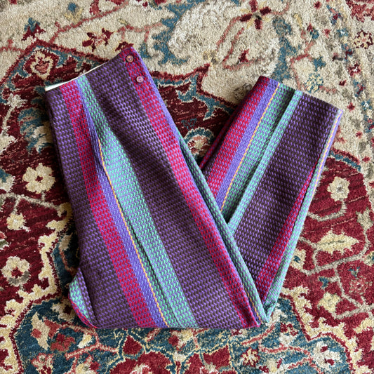 60s Deadstock Textured Cotton Cigarette Pants - Purples and Reds