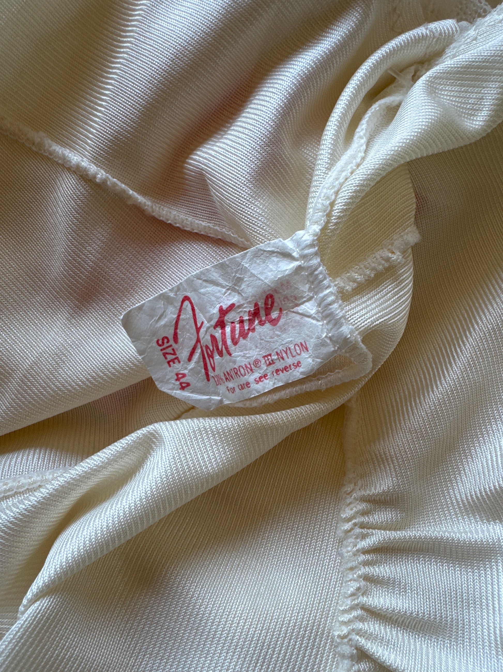 70s Ivory Nylon Slip with Lace Trim