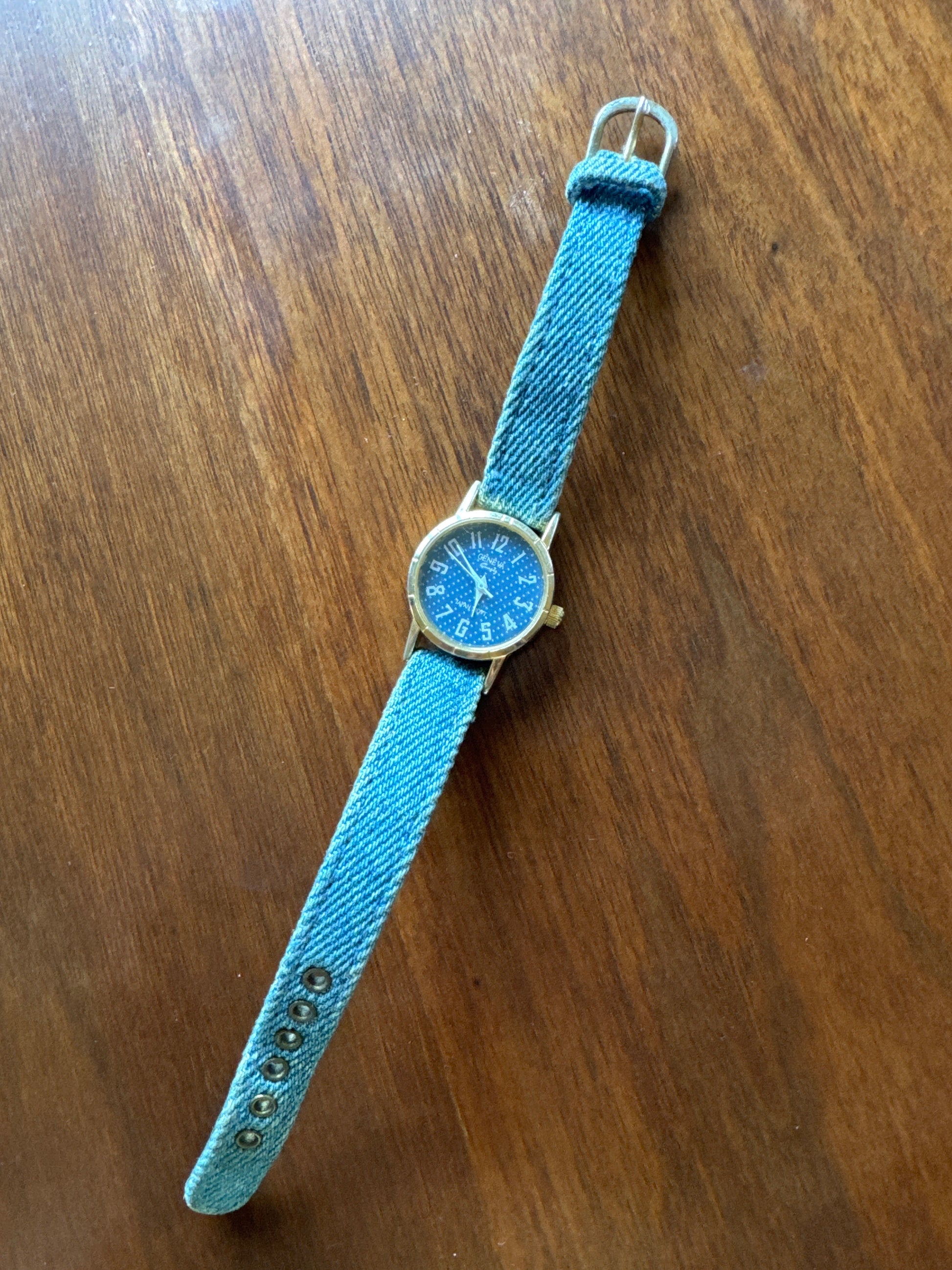 90s Petite Watch with Denim Straps