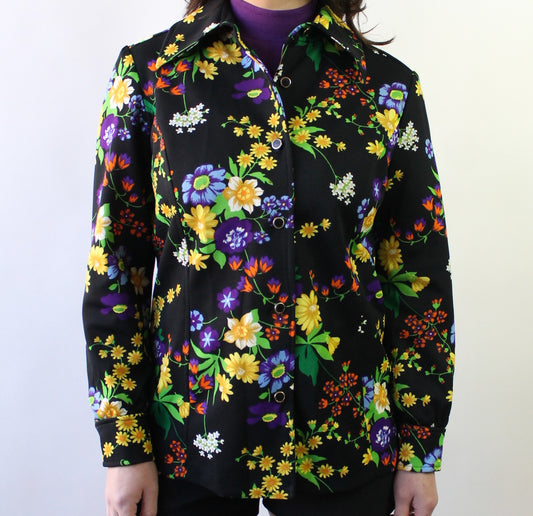 70s Poly Hyper Floral Top