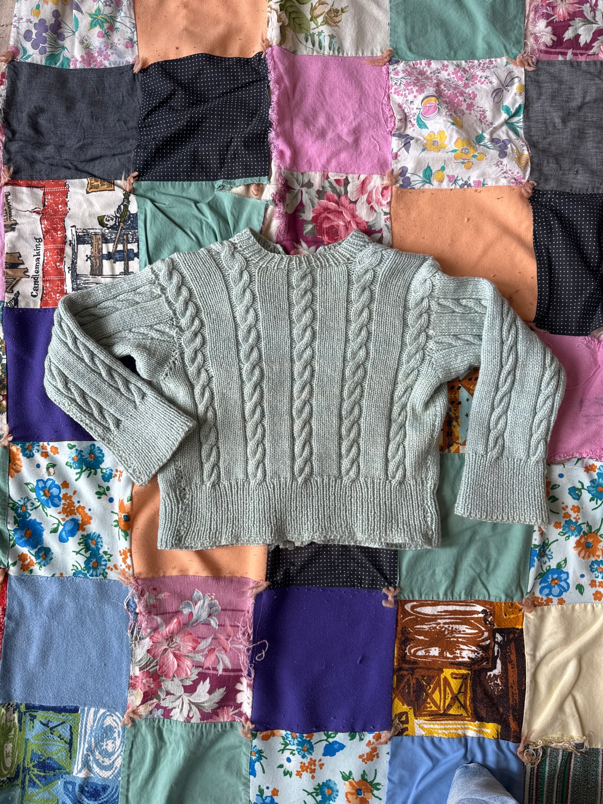 Kids 50s Handmade Cable Knit Cardigan