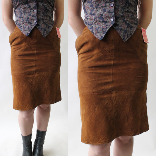 80s Neiman Marcus Chestnut Suede Skirt