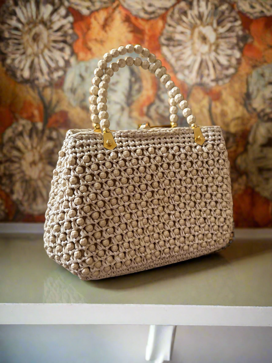 60s Italian Ivory Beaded Purse