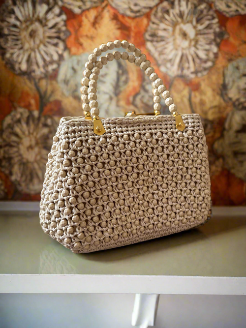 60s Italian Ivory Beaded Purse