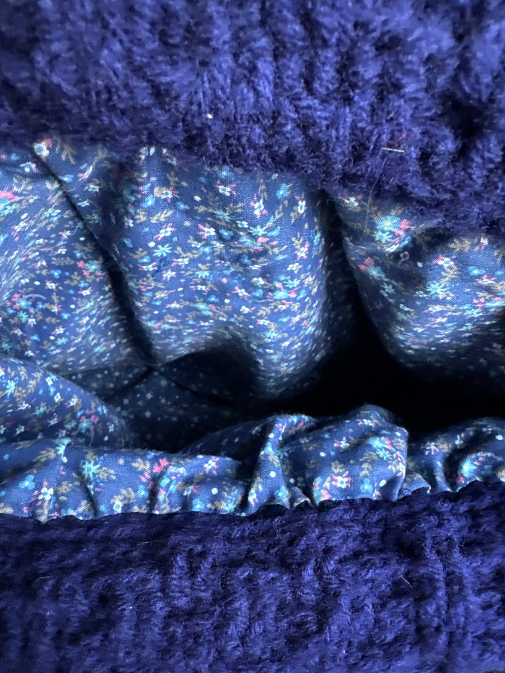 70s Handmade Blue Crochet Bag