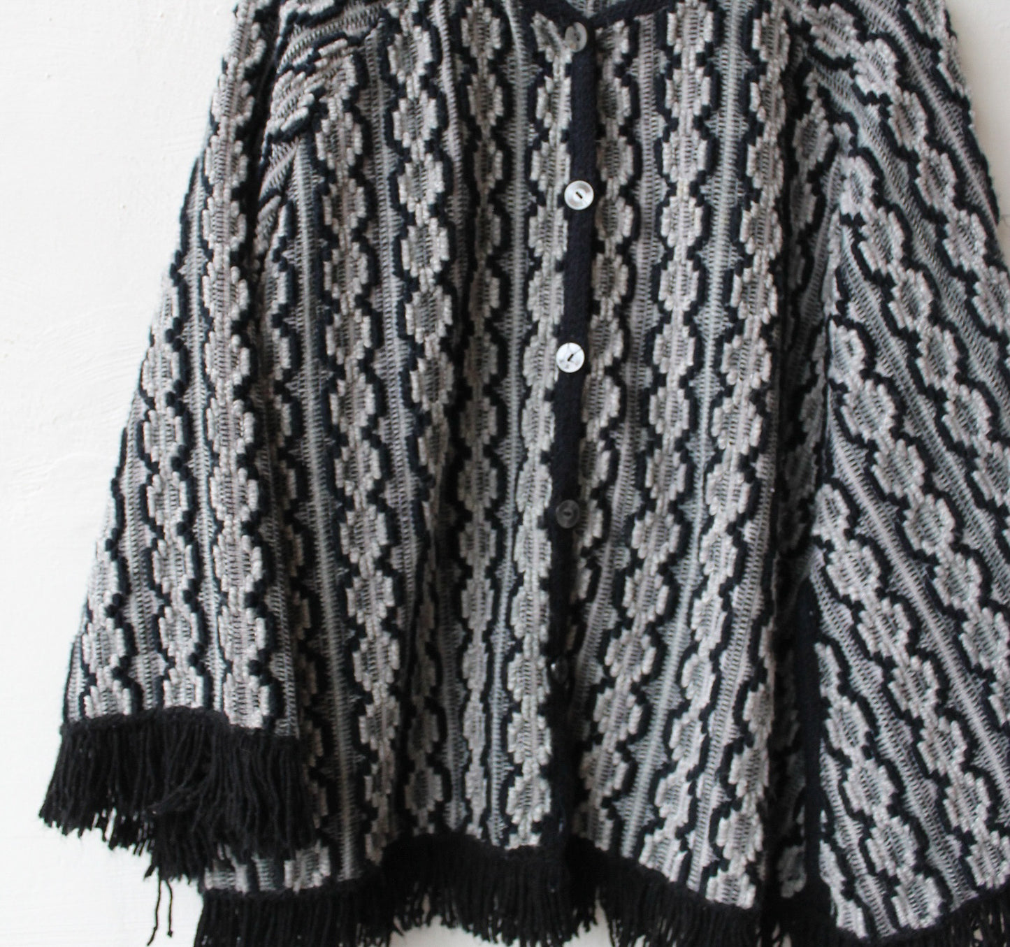 60s Gray Knit Poncho