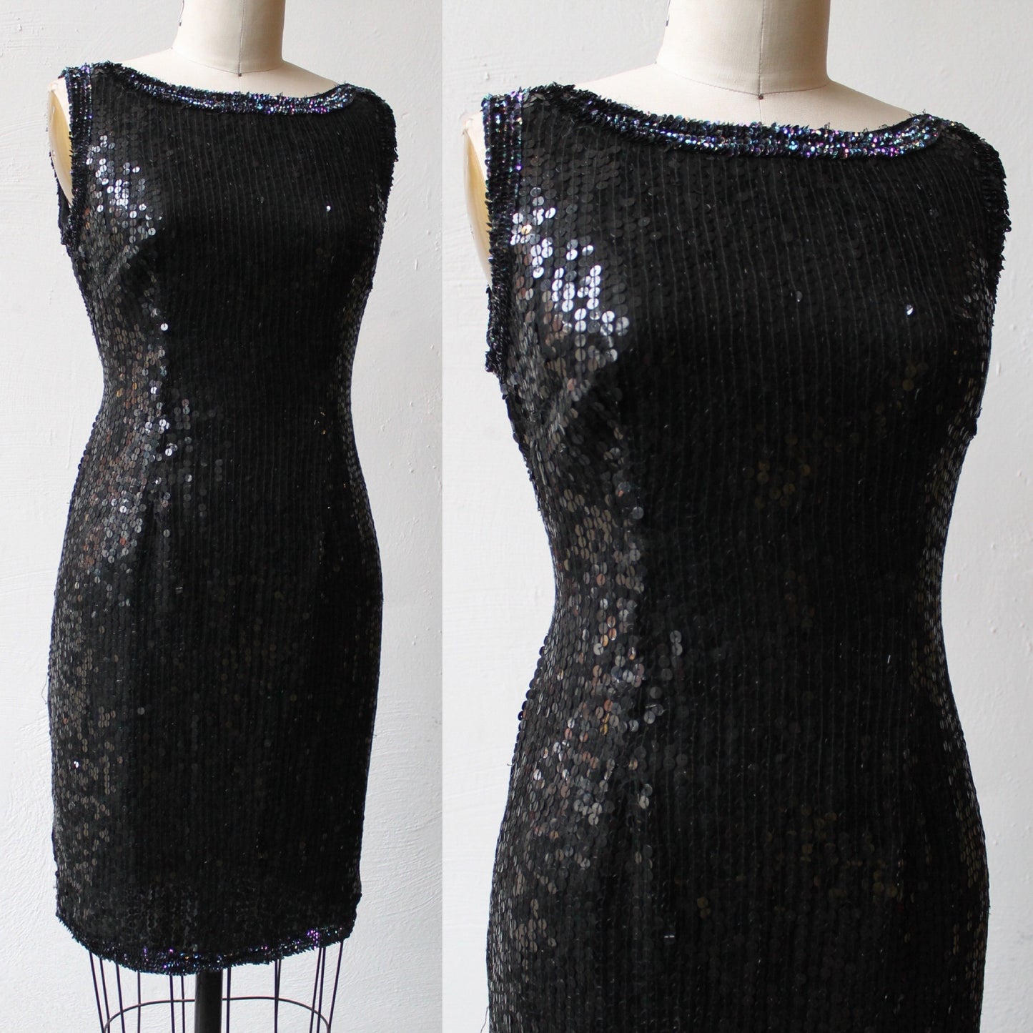90s Black Sequin Short Party Dress