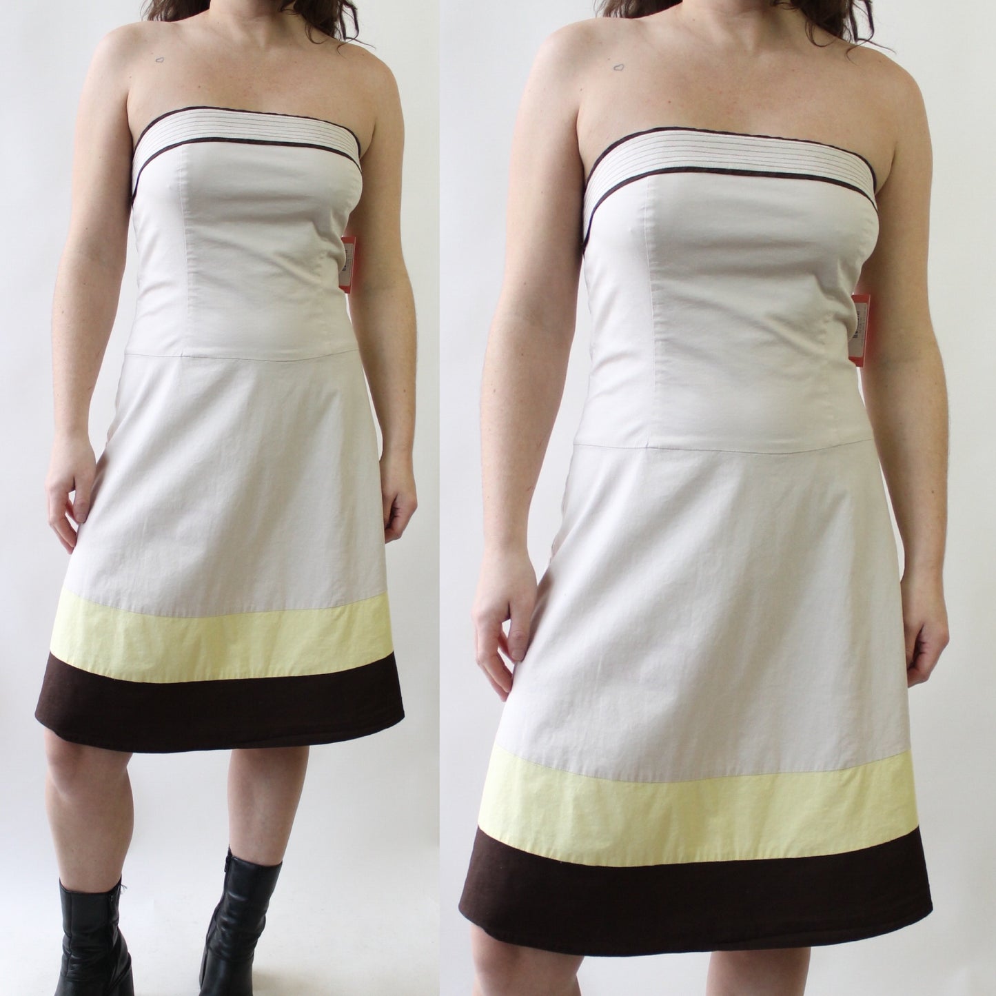 Y2K Tan and Brown Tube Dress